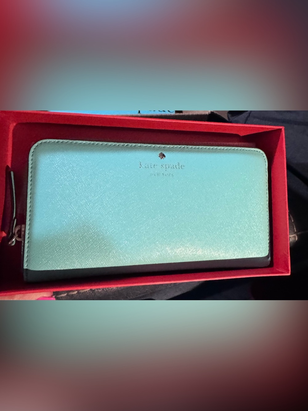 kate spade turquoise zip-around wallet